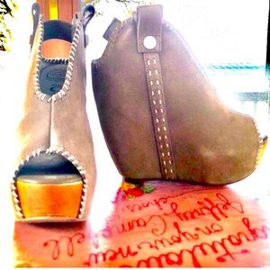 Jeffrey Campbell Gray Suede Ankle Booties Kelsey